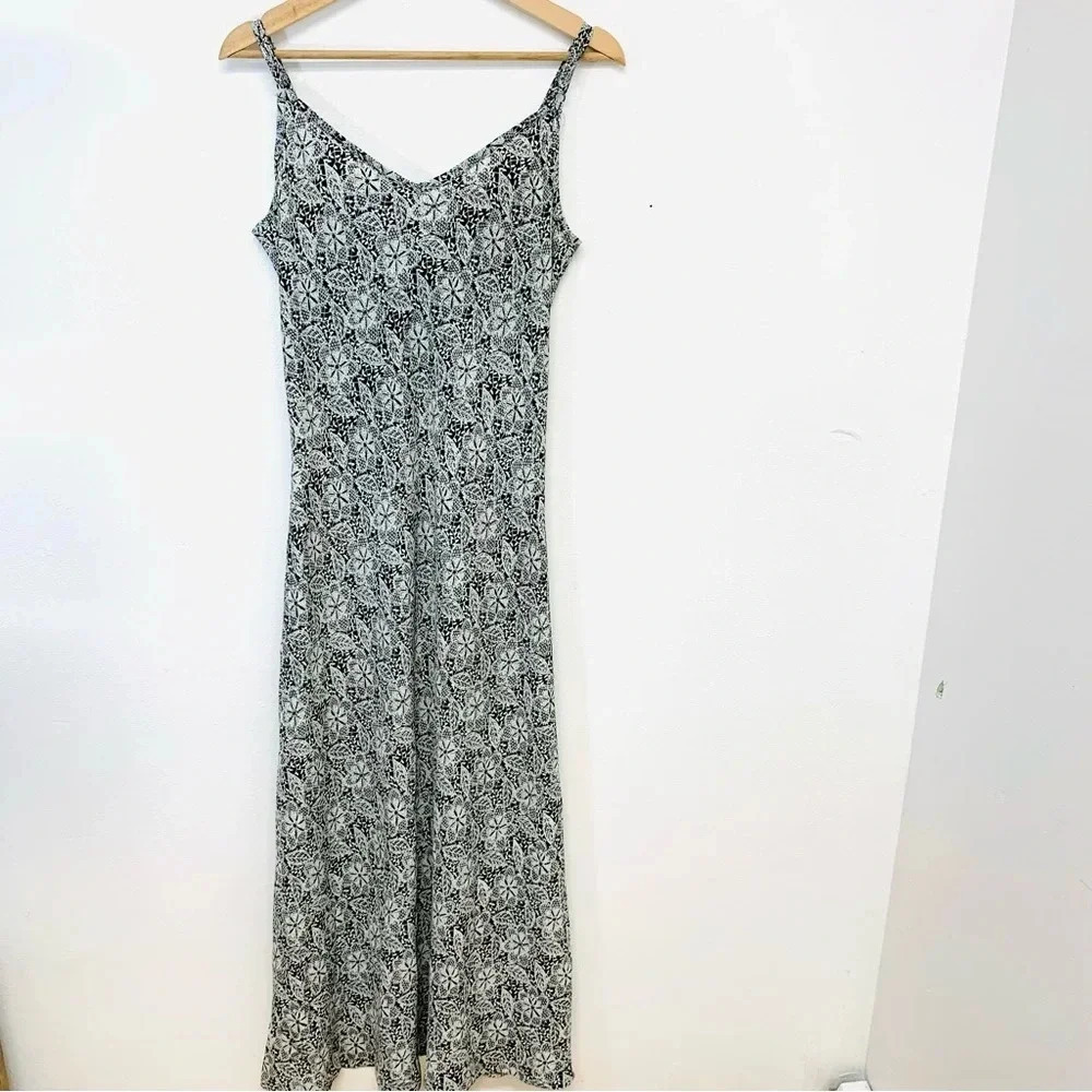 Express Dress Y2K 5/6 Vintage  Midi‎ A Line Flowy Black White Print Strappy FLAW